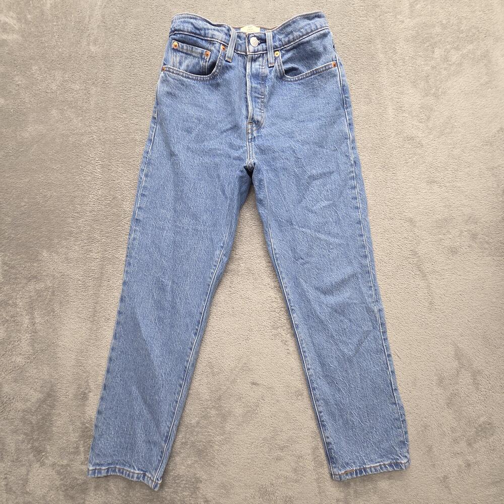 Levi's 501 Crop Jeans Womens 26 Blue Cropped High Rise Light Wash Big E